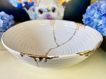 Kintsugi Bowl, Extra Large Centerpiece, Kintsugi Pottery, Japanese Decor, Fine Art Ceramics, Gifts, Large Porcelain Centerpiece Bowl